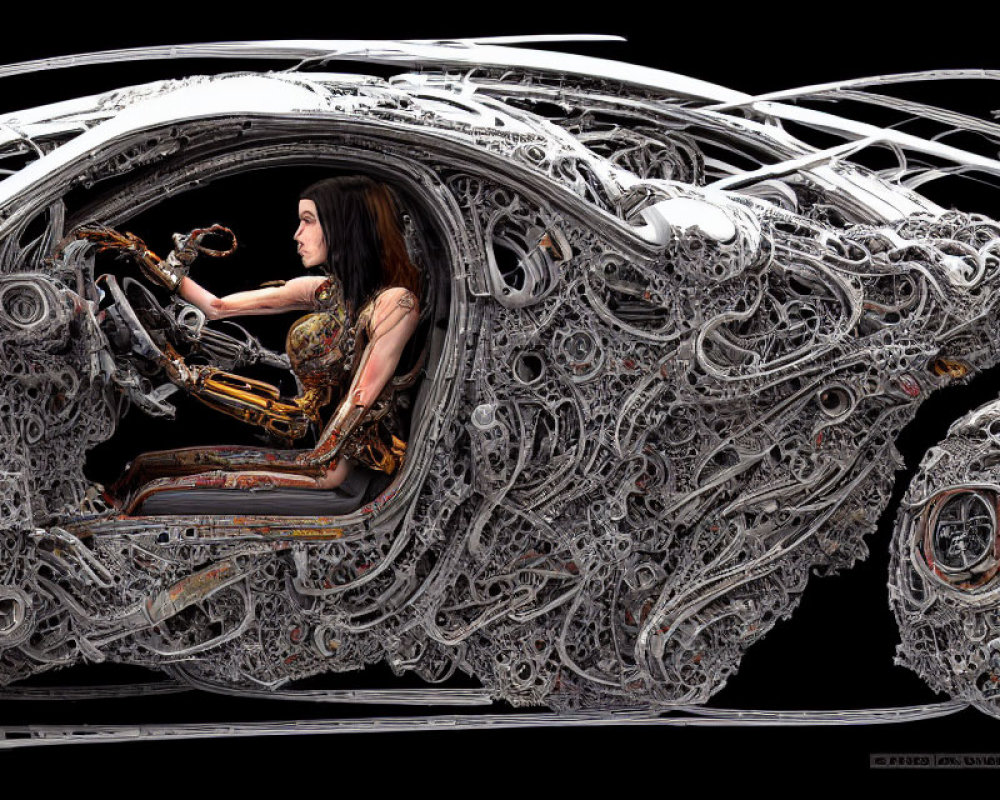 Intricate Transparent Car with Visible Mechanical Details