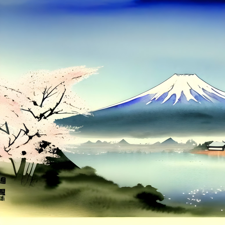 Fujiyama in the style of Manet