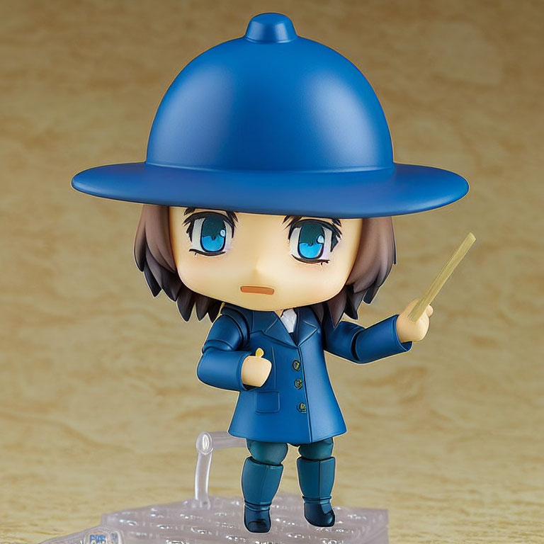 Blue Detective Outfit Chibi Figurine with Magnifying Glass