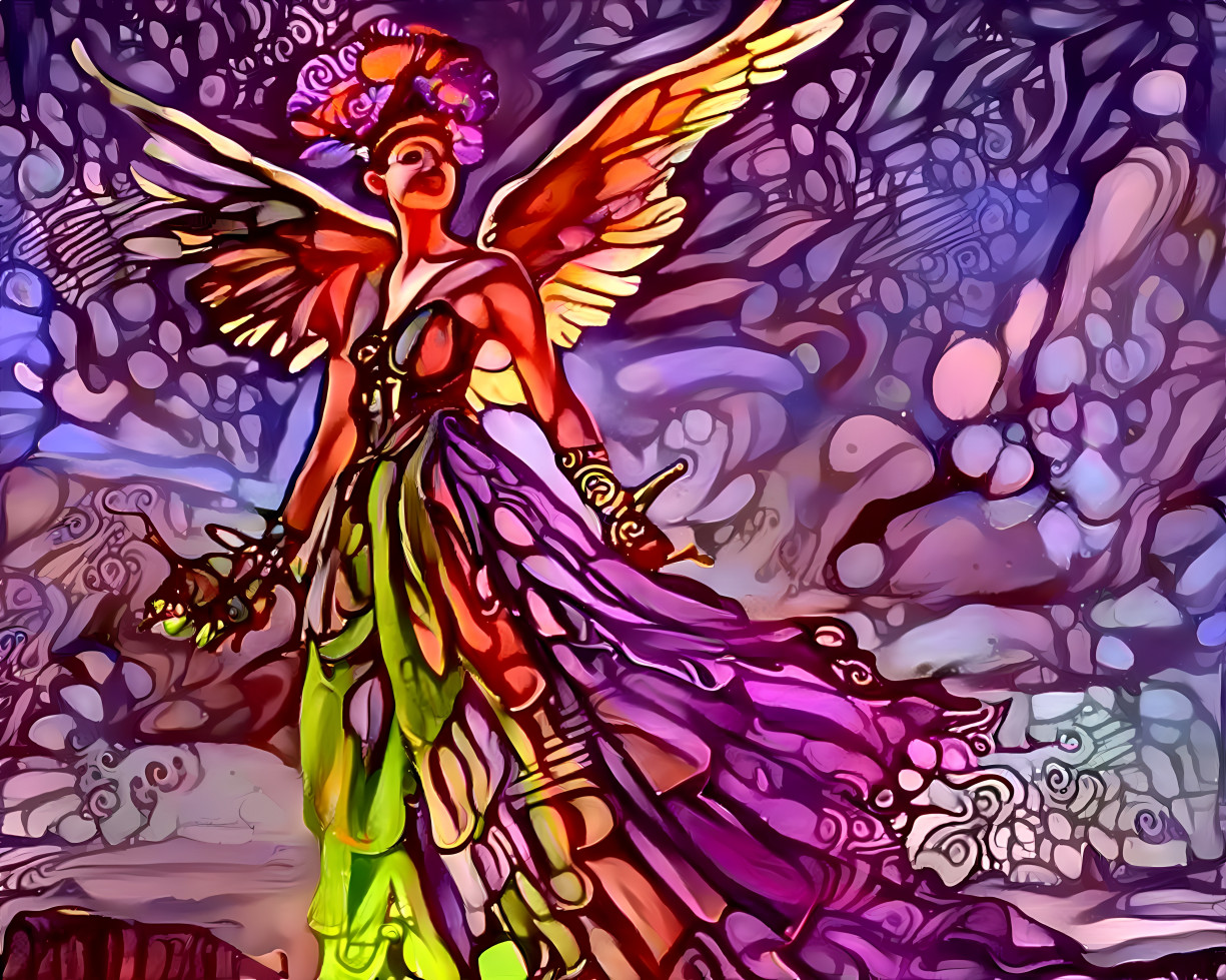 Stained Glass Cyberpunk Angel