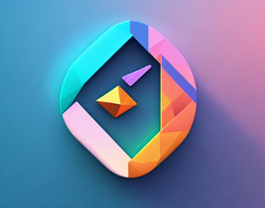 Colorful Stylized Clock Graphic with Triangular Hour Hand on Gradient Background