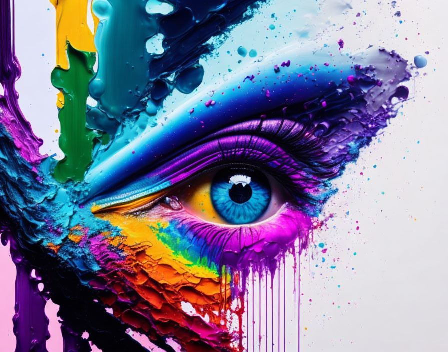 Colorful Eye Artwork with Melting Wax Effect