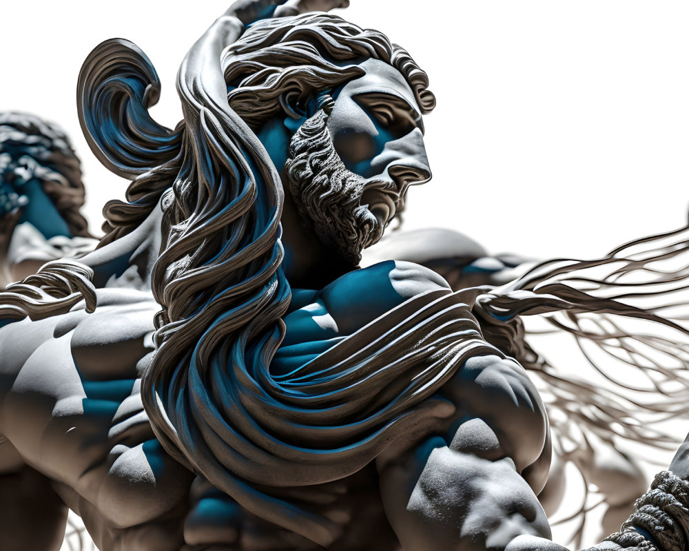 Intricate Mythological Sculpture with Muscular Physiques