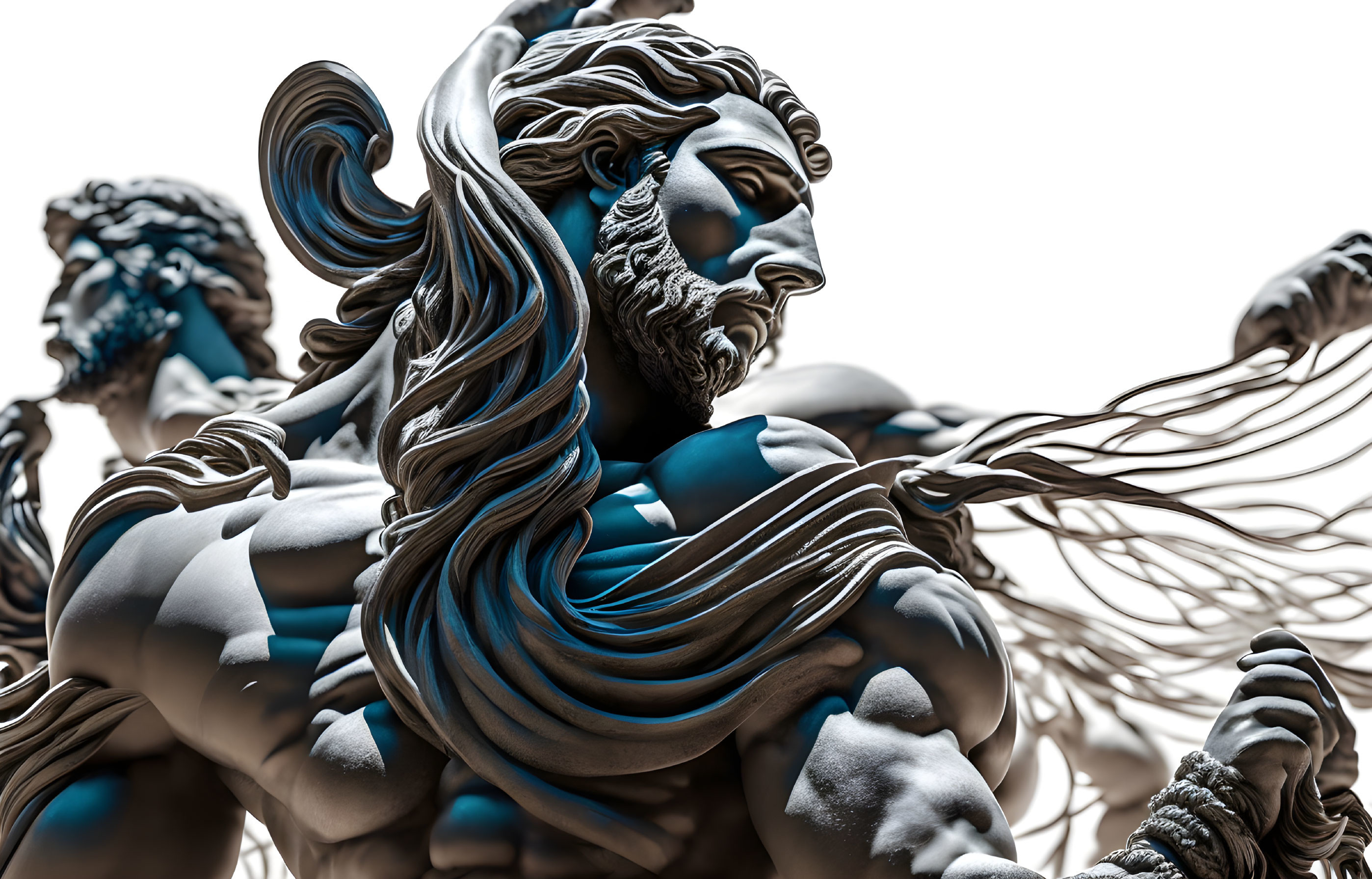 Intricate Mythological Sculpture with Muscular Physiques