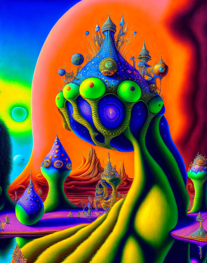 Colorful Alien Landscape with Surreal Structures and Organic Shapes