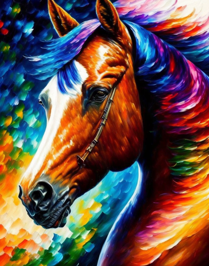 Colorful Horse Painting with Vibrant Spectrum of Hues