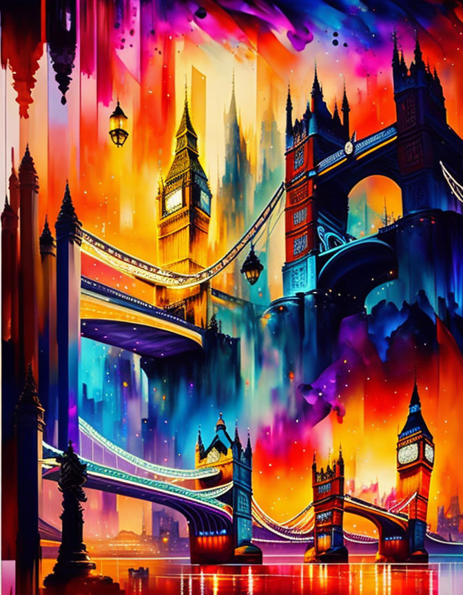 Colorful Surreal Artwork of London Skyline