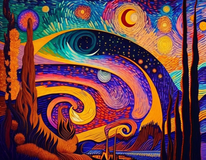 Colorful, Psychedelic Interpretation of "Starry Night