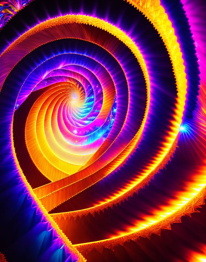 Colorful Digital Spiral Fractal with Psychedelic Array