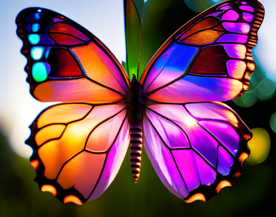 Colorful Butterfly Close-Up with Iridescent Wings