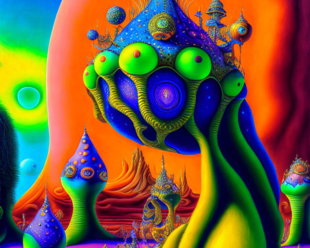 Colorful Alien Landscape with Surreal Structures and Organic Shapes