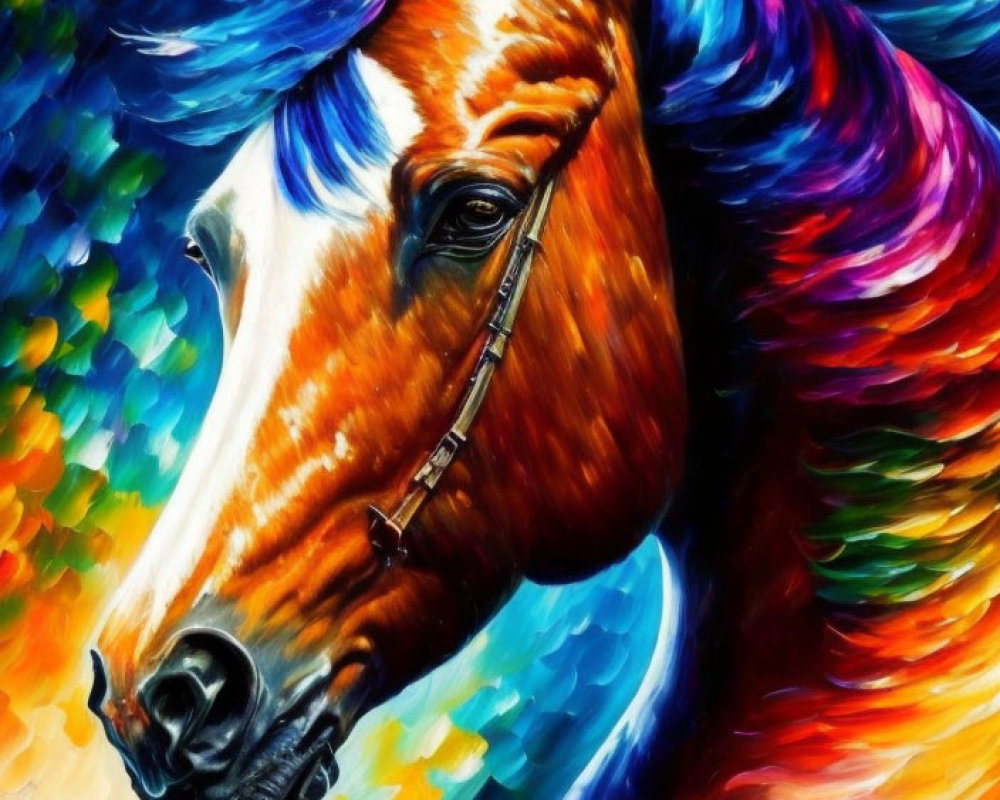 Colorful Horse Painting with Vibrant Spectrum of Hues