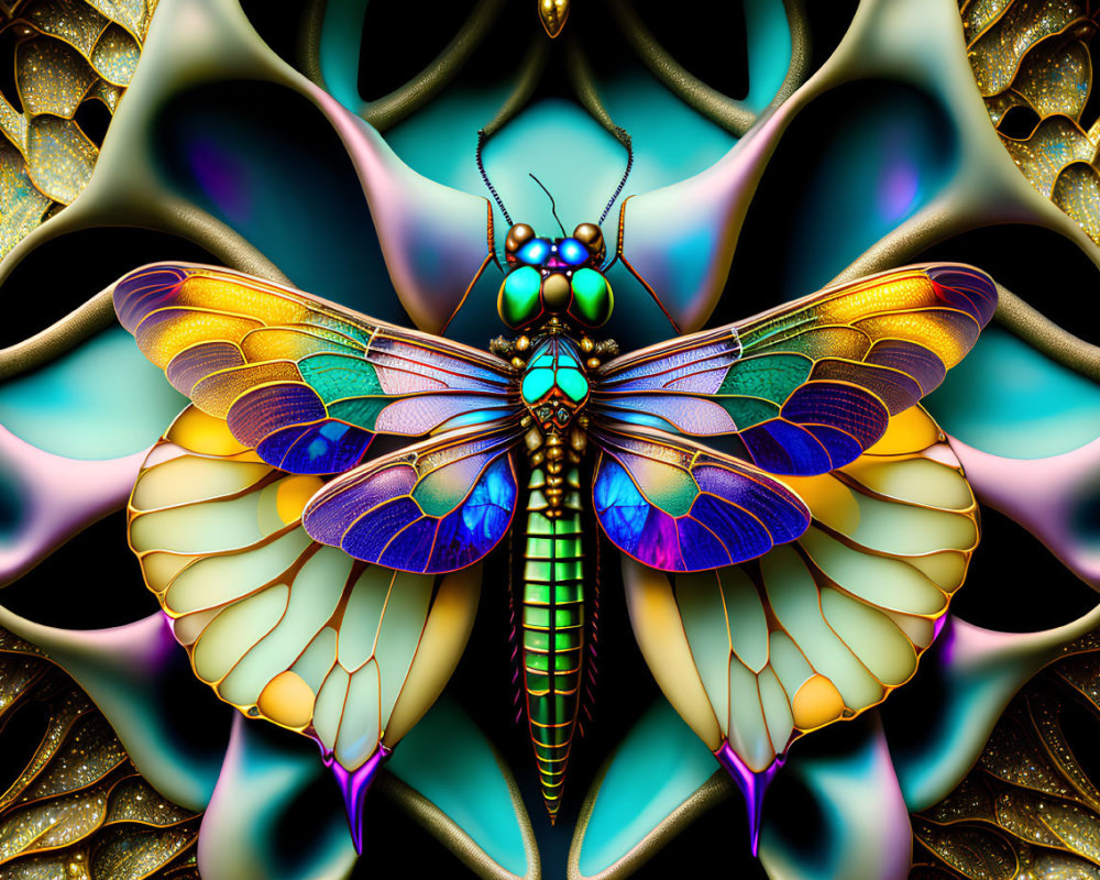 Colorful Fractal Butterfly Art with Abstract Background