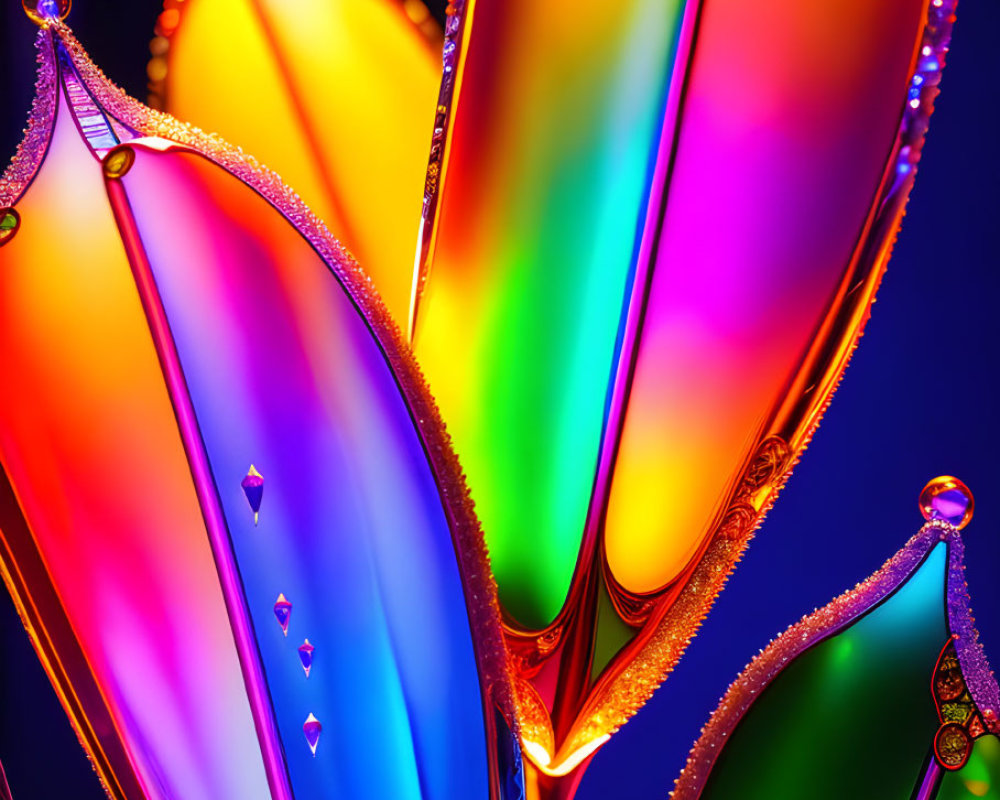 Colorful abstract water droplets pattern on reflective surface