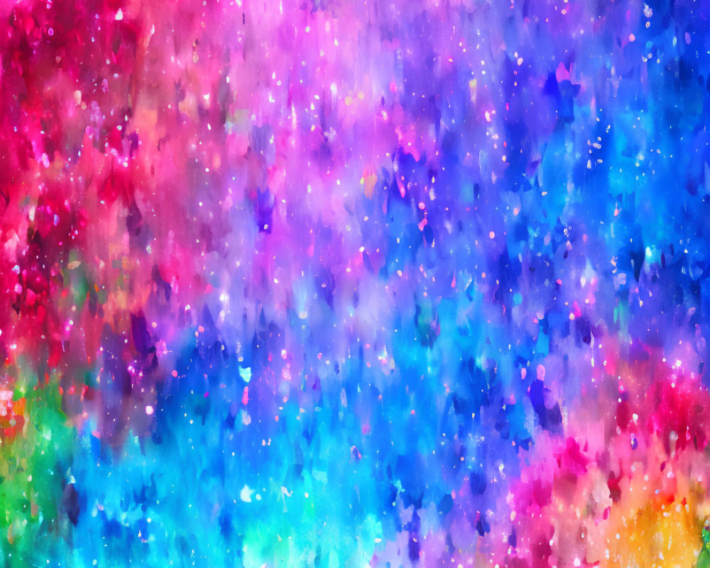 Abstract colorful background with pink, purple, blue, and yellow gradient and splattered paint effect