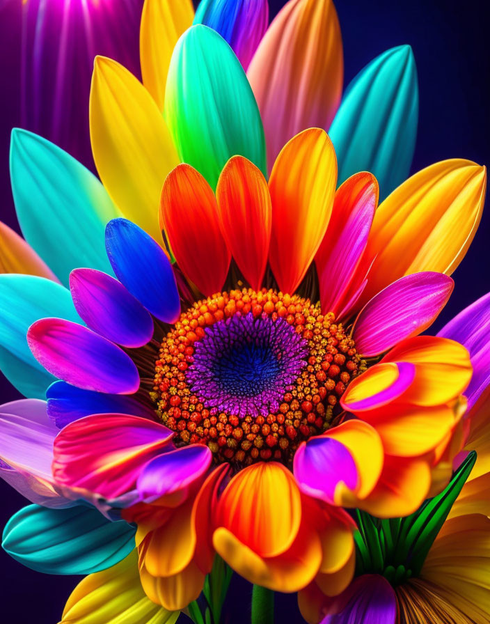 Colorful Close-Up of Rainbow Petal Flower