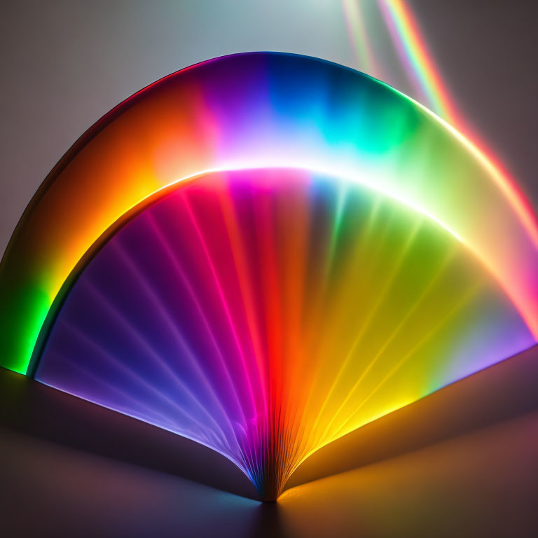 Colorful Rainbow Spectrum Paper Light Sculpture with Fanned-Out Design