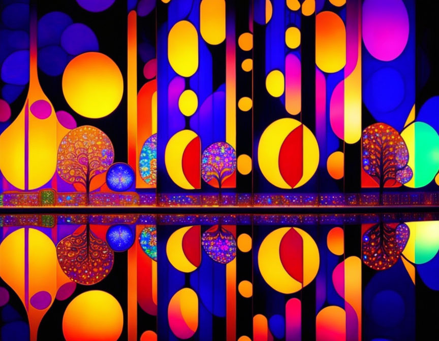 Colorful Circles and Tree-like Shapes in Stained Glass Window