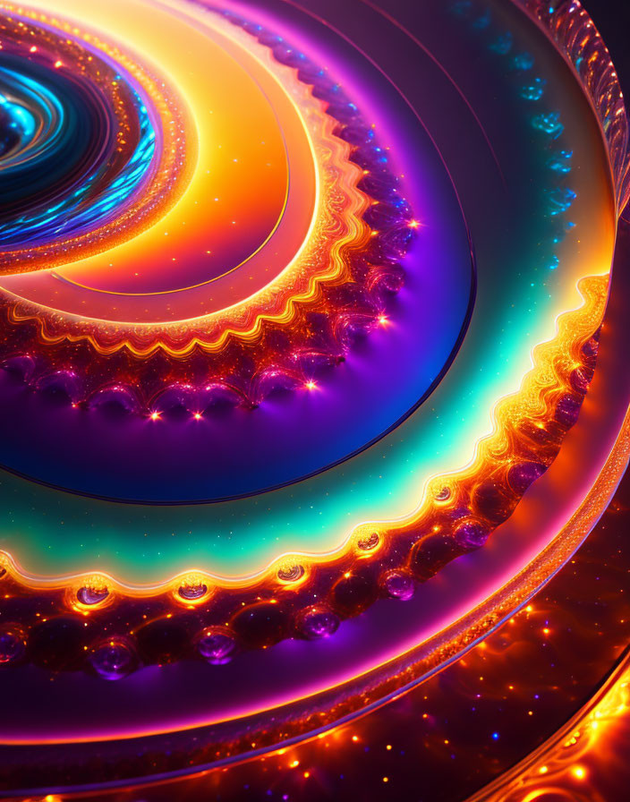 Colorful Abstract Fractal Art with Swirling Blue, Purple, and Orange Patterns