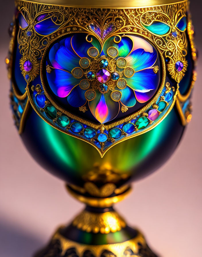 Golden Heart-Shaped Jewel Object with Intricate Metalwork