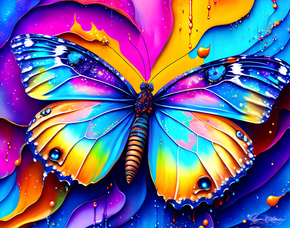 Colorful Butterfly Digital Artwork with Cosmic Effect