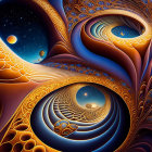 Intricate Spiral and Wave Patterns in Surreal Orange Landscape