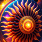 Colorful digital artwork: Fractal patterns in orange, blue, and gold