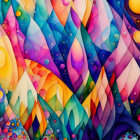 Colorful Abstract Painting with Interlocking Shapes and Hidden Heart