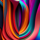 Colorful Watercolor Abstract with Interlacing Curves and Stripes