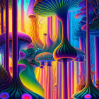 Colorful Surreal Landscape with Reflective Elements