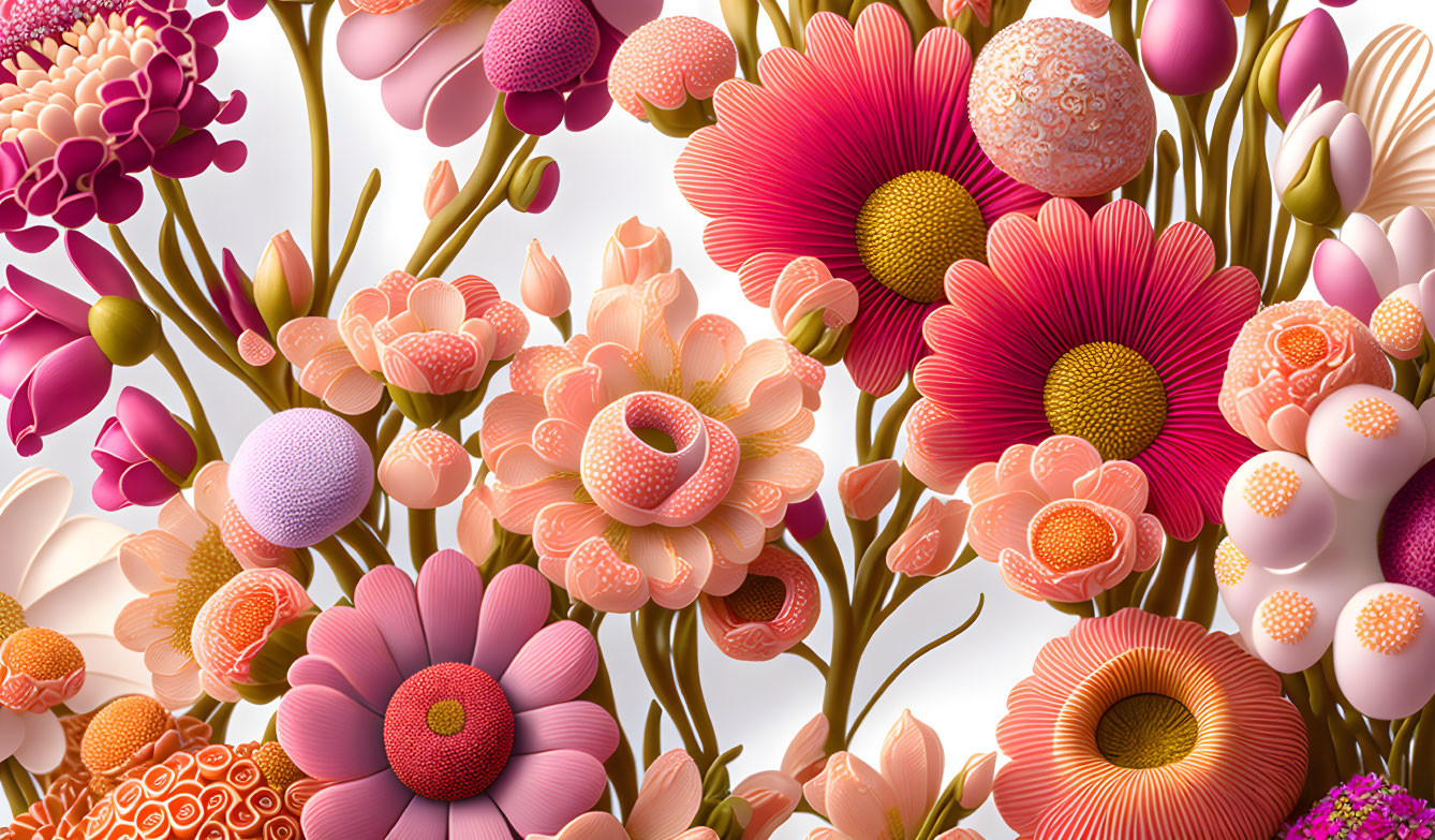 Colorful Stylized Flowers Illustration on Light Background