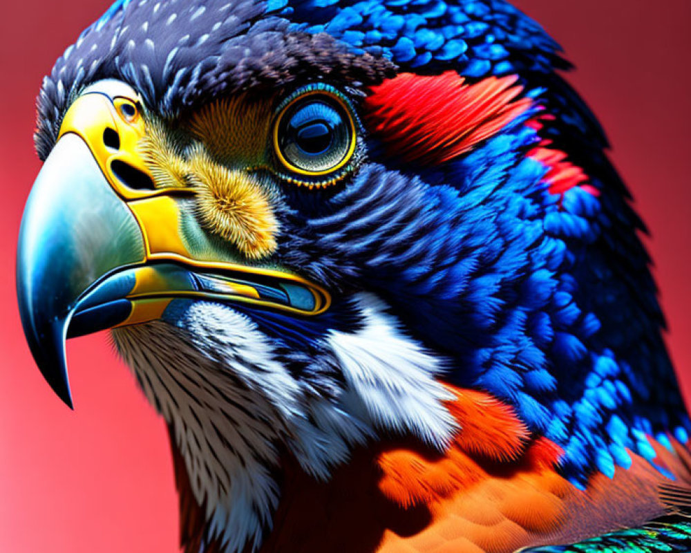 Colorful Eagle Close-Up on Pink Background