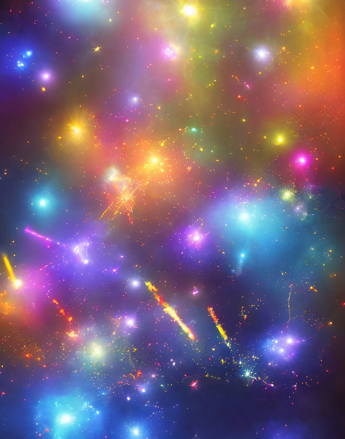 Colorful Cosmic Scene with Nebulae and Stars