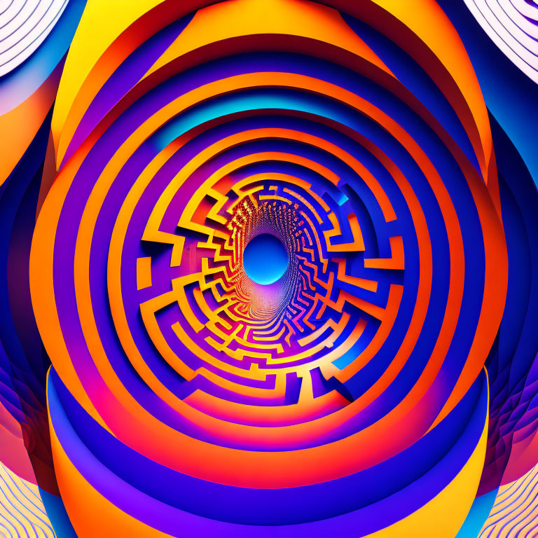 Colorful Abstract Circular Pattern on Swirling Background