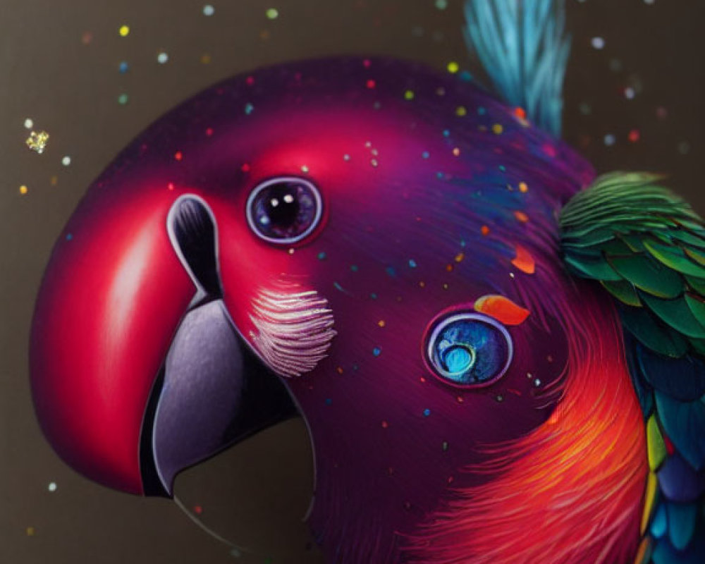 Colorful Parrot Illustration with Cosmic Twist