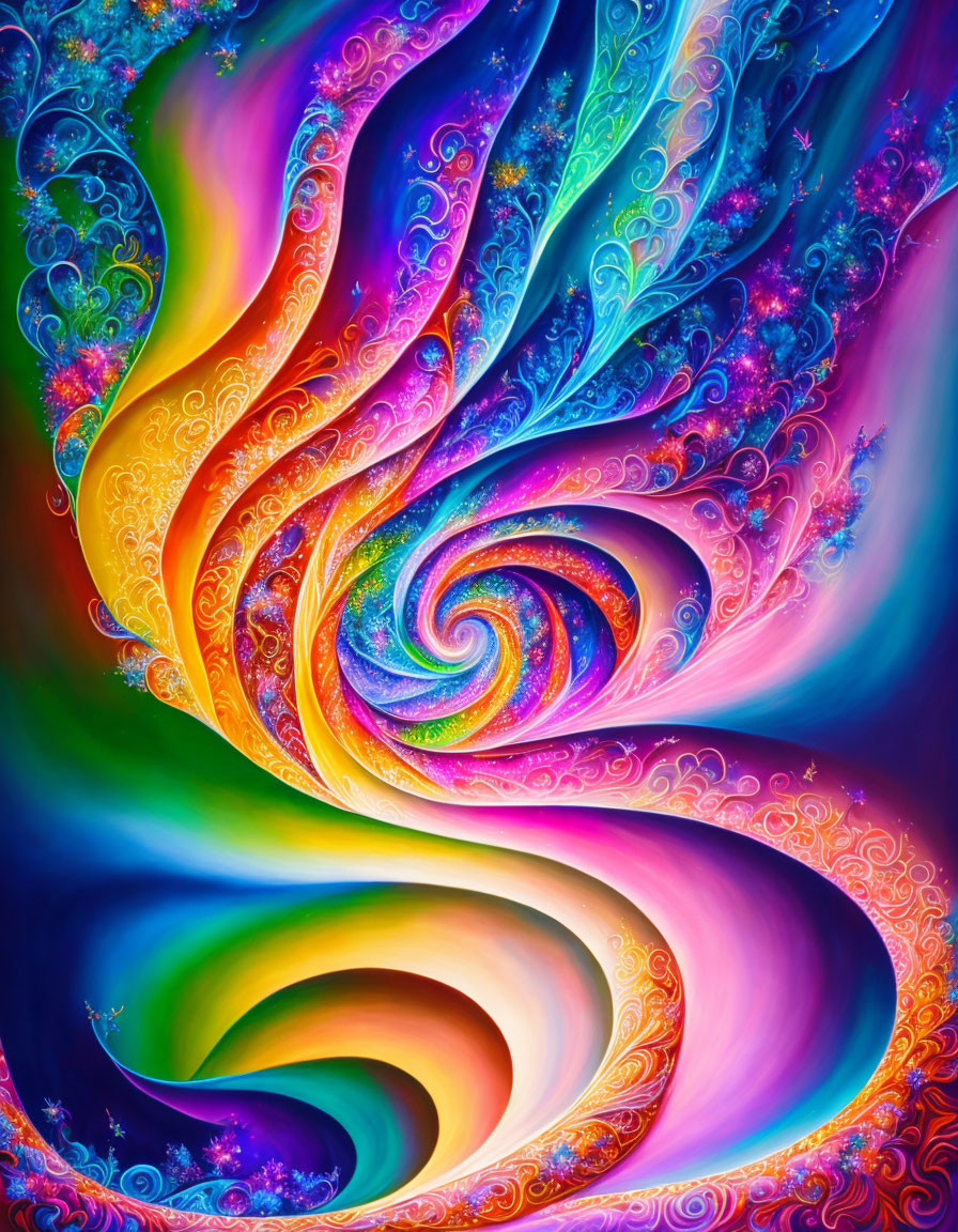 Colorful Abstract Artwork: Swirling Blues, Purples, and Oranges