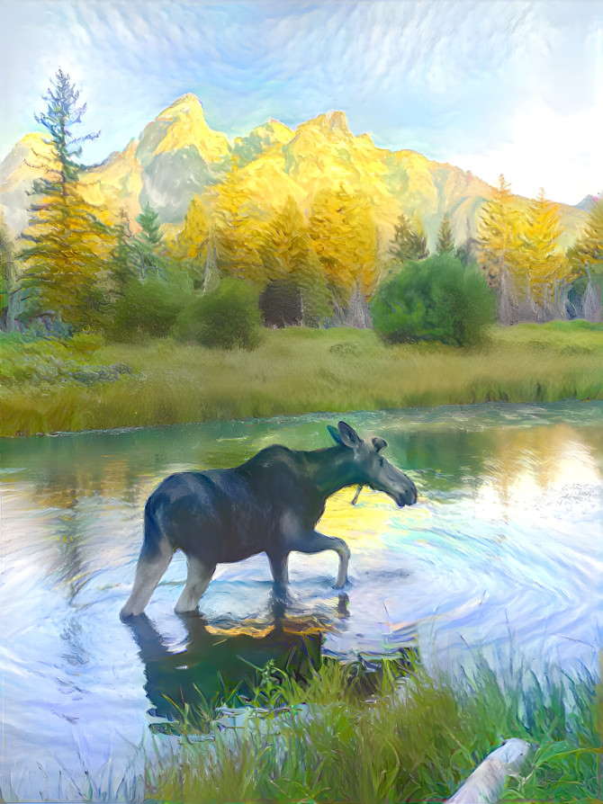 Grand Tetons Moose with Van Gogh 