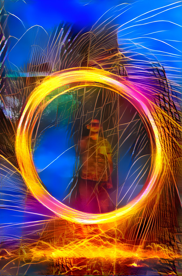 Steel Wool photography mixed with the Deep Dream