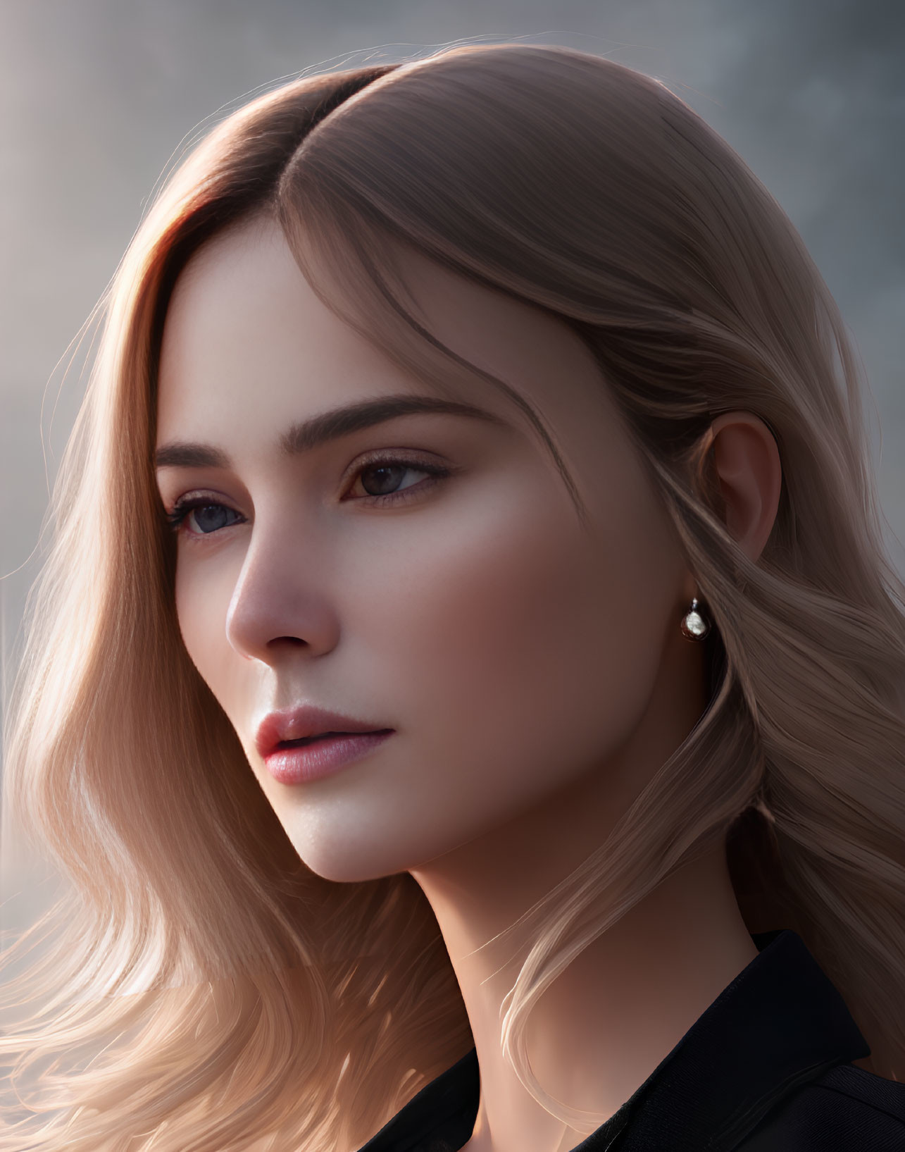 Blonde Woman Portrait with Serene Expression