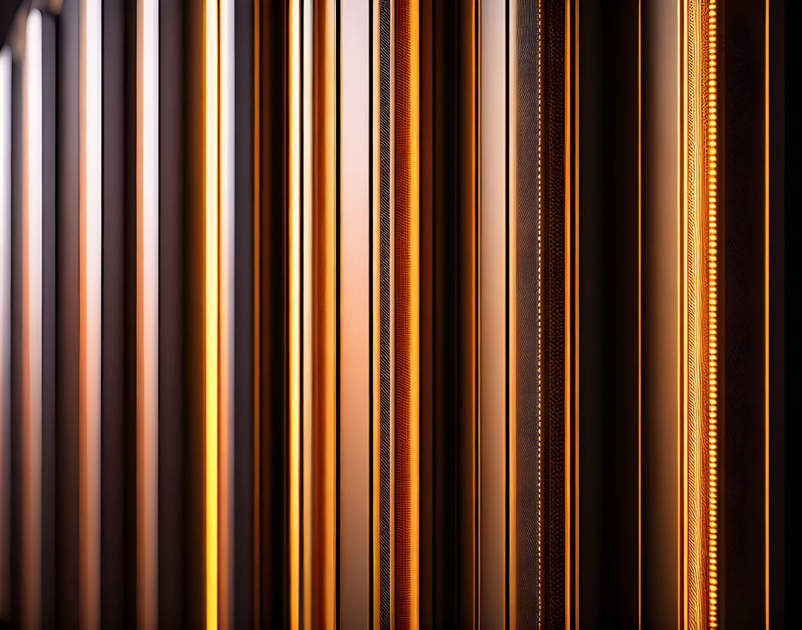 Vertical Metal Panels Illuminated with Warm Golden Glow