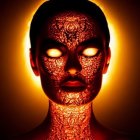 Colorful digital artwork of humanoid figure in glowing aura