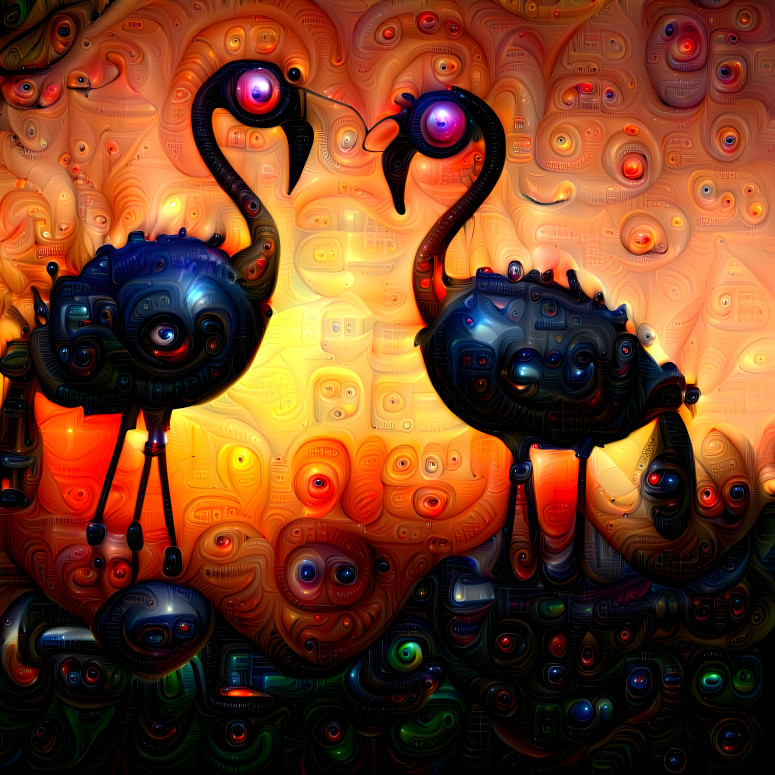 DMT Flamingos at Sunset 