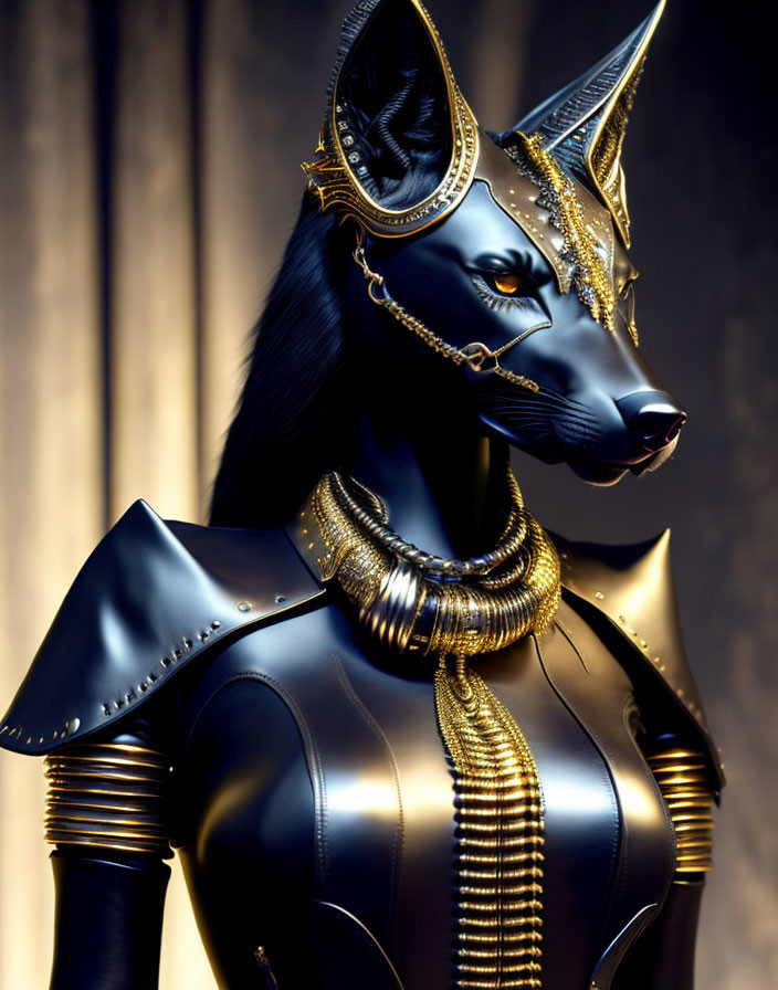 Figure with Black Jackal Head in Egyptian-Inspired Setting