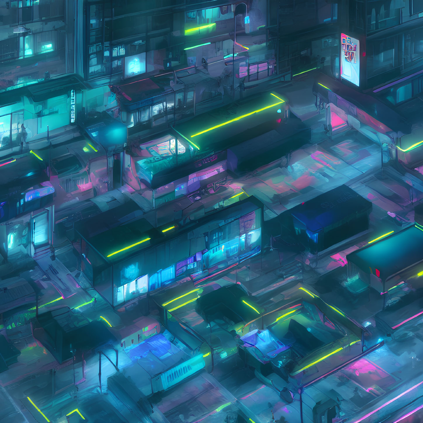 Vibrant cyberpunk cityscape with neon lights and futuristic buildings