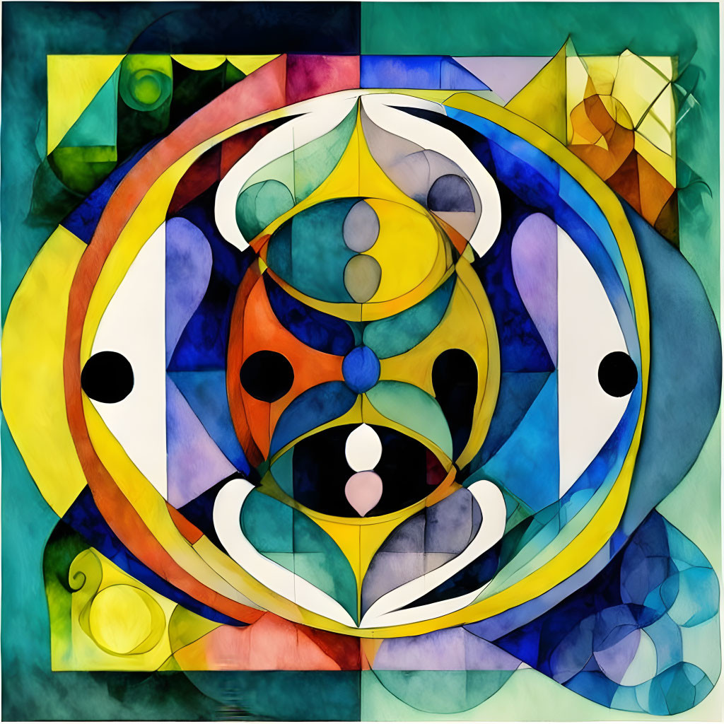 Vivid Abstract Stained-Glass Artwork with Geometric Shapes