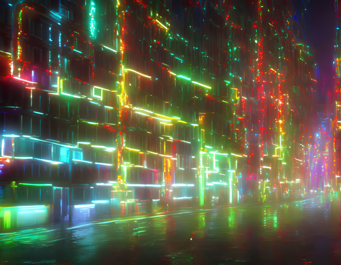 Futuristic Neon Cityscape with Glowing Lights