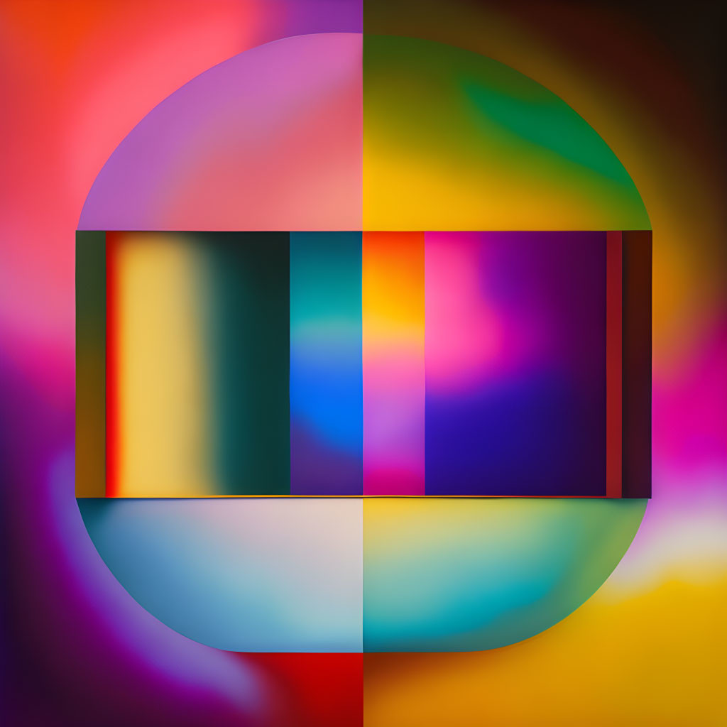 Central Rectangle with Striped Colors in Abstract Digital Art