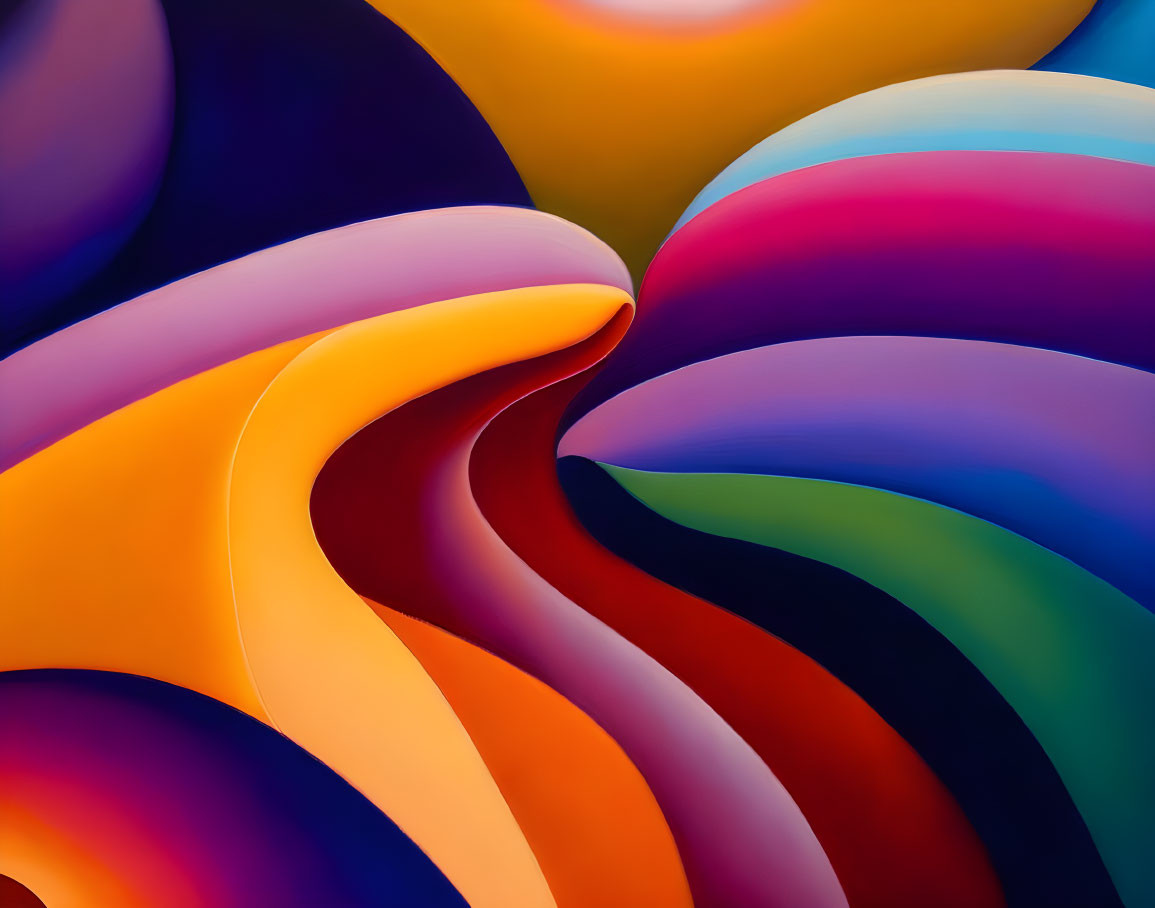 Vibrant Abstract Art: Smooth, Wavy Lines in Colorful Blend