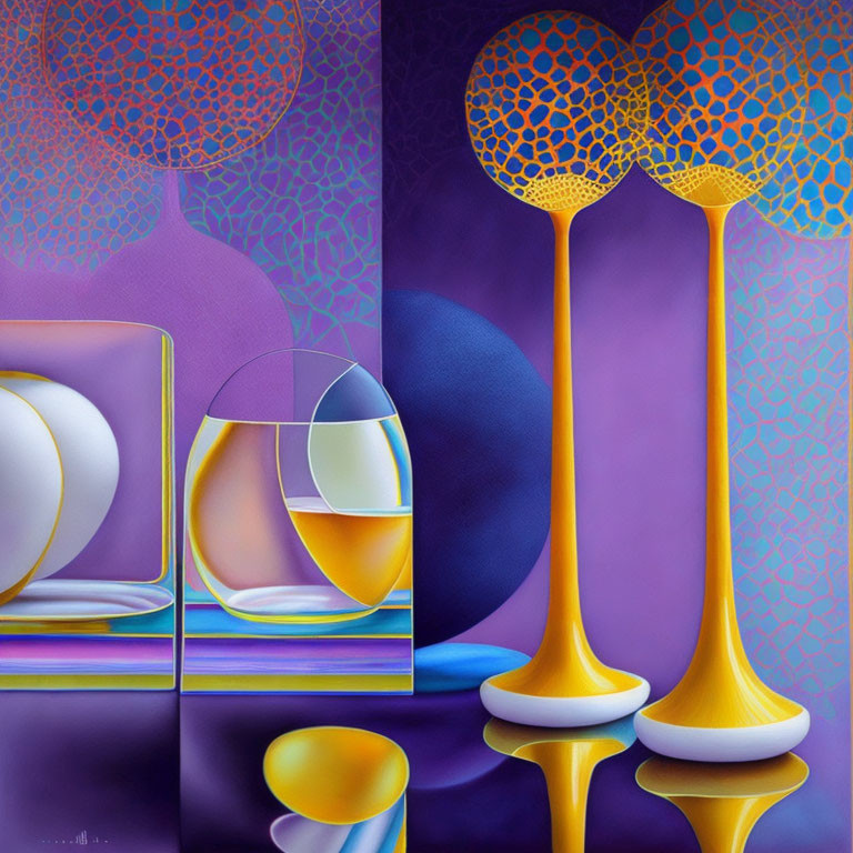 Colorful Geometric Abstract Art: Spheres, Cubes, and Dripping Shapes