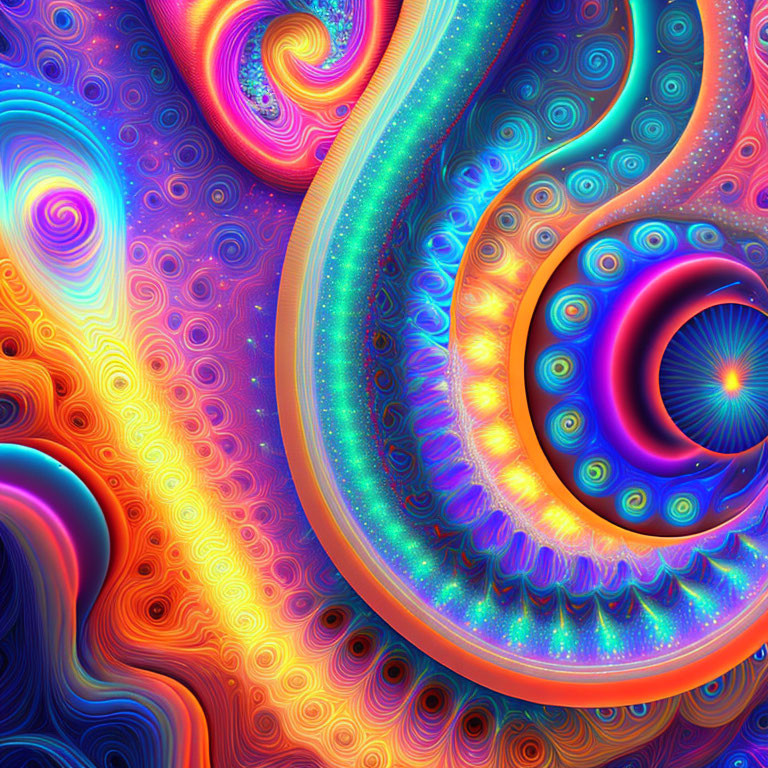 Colorful Swirling Fractals in Digital Abstract Art